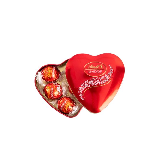 Lata corazón LINDOR bombones con Leche 50g